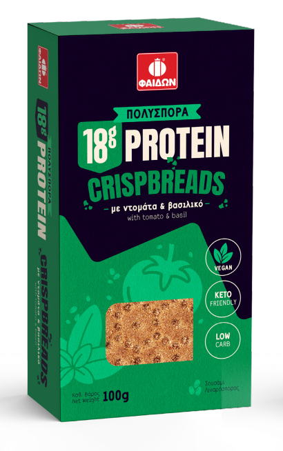 Mini Protein Crispbreads με Ντομάτα & Βασιλικό